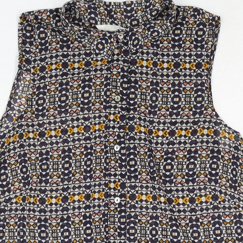 H&M Womens Multicoloured Geometric Polyester Camisole Blouse Size 8 Collared - Semi Sheer