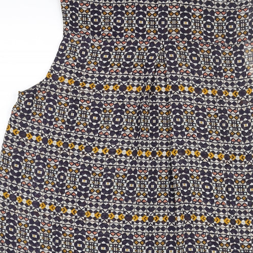 H&M Womens Multicoloured Geometric Polyester Camisole Blouse Size 8 Collared - Semi Sheer