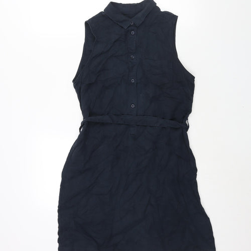 Jack Wills Womens Blue Lyocell Shirt Dress Size 10 Collared Button - Belted