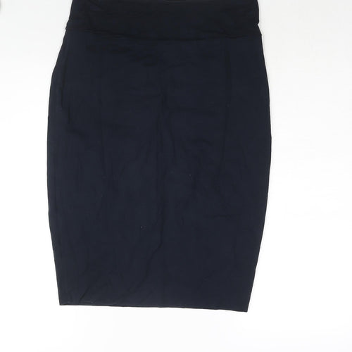 Crew Clothing Womens Blue Viscose Straight & Pencil Skirt Size 12 - Embroidered Logo