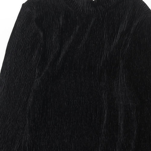 H&M Womens Black Polyester Bodycon Size XS Mock Neck Hook & Eye - Open Back