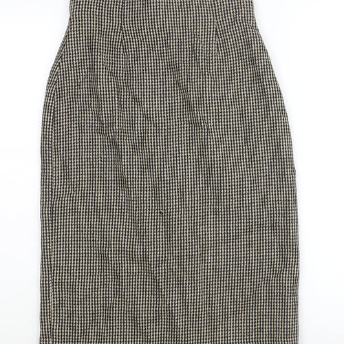 Max Mara Womens Black Check Wool Straight & Pencil Skirt Size 10 Zip