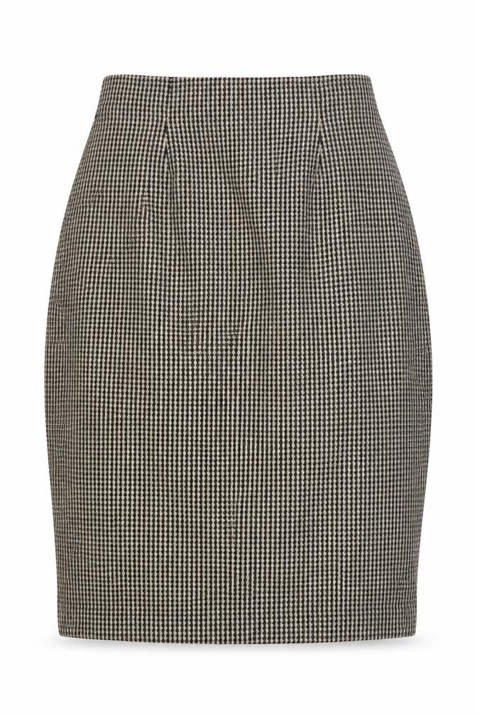 Max Mara Womens Black Check Wool Straight & Pencil Skirt Size 10 Zip