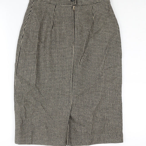 Max Mara Womens Black Check Wool Straight & Pencil Skirt Size 10 Zip