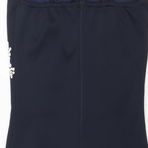 AX Paris Womens Blue Polyester Bodycon Size 12 Square Neck Zip - Floral Lace Detail