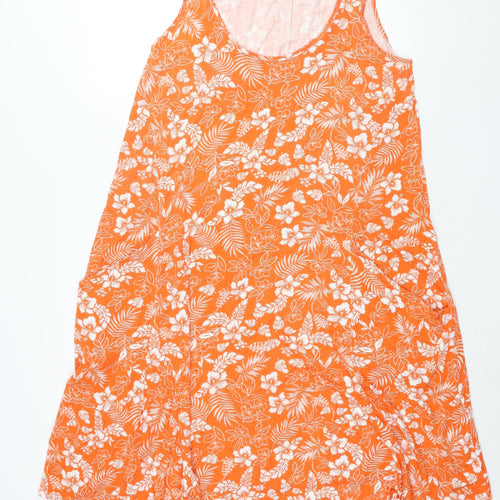 Yours Womens Orange Floral Viscose Shift Size 18 Scoop Neck Pullover