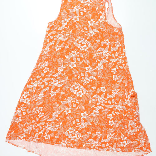 Yours Womens Orange Floral Viscose Shift Size 18 Scoop Neck Pullover