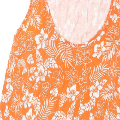 Yours Womens Orange Floral Viscose Shift Size 18 Scoop Neck Pullover