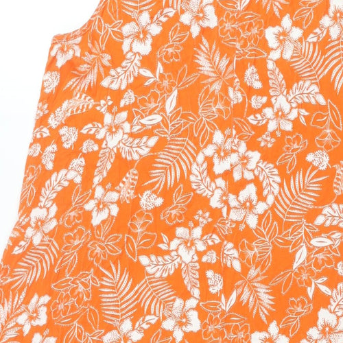 Yours Womens Orange Floral Viscose Shift Size 18 Scoop Neck Pullover
