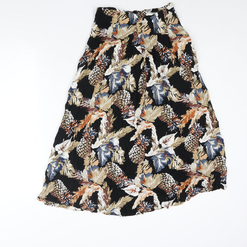 Sweewë Womens Multicoloured Geometric Viscose A-Line Skirt Size M Zip - Pineapple Flower Print