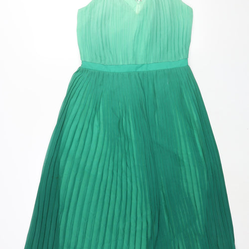 Banana Republic Womens Green Polyester Shift Size 8 V-Neck Zip - Twist Strap Pleated