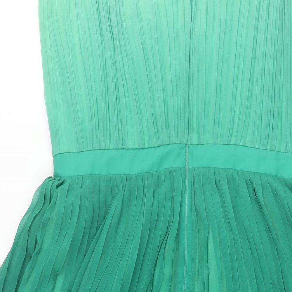 Banana Republic Womens Green Polyester Shift Size 8 V-Neck Zip - Twist Strap Pleated