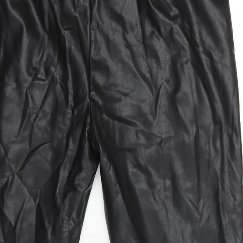 Marks and Spencer Womens Black Polyester Cropped Leggings Size 16 L25 in - Leather Look