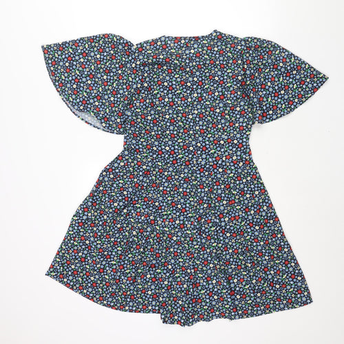 French Connection Womens Multicoloured Floral Polyester Shift Size 10 Round Neck Button - Batwing Sleeve Floral Print