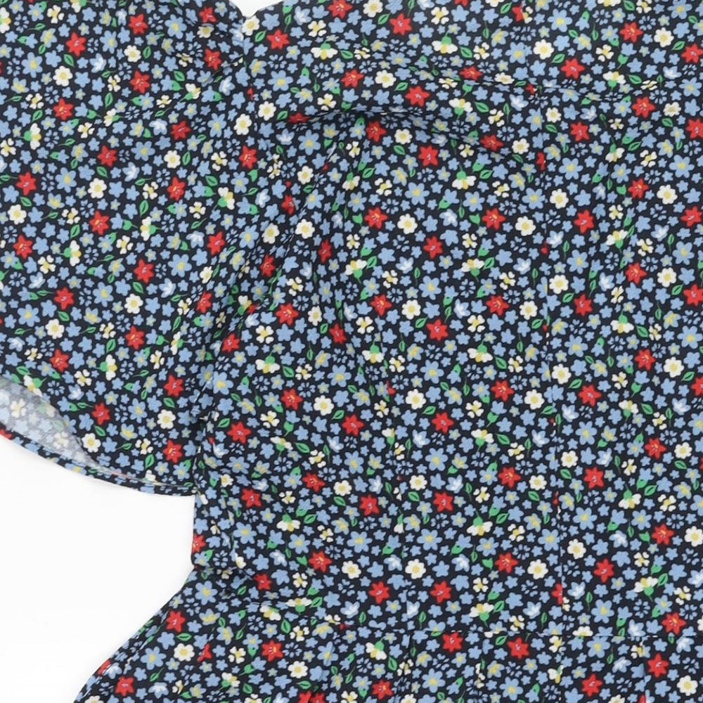 French Connection Womens Multicoloured Floral Polyester Shift Size 10 Round Neck Button - Batwing Sleeve Floral Print
