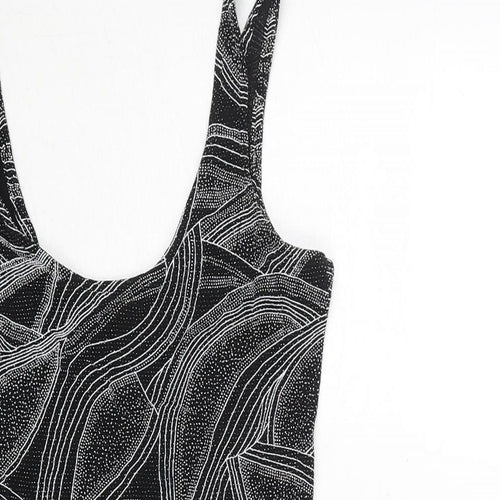 Miss Selfridge Womens Black Geometric Polyester Mini Size 8 Scoop Neck Pullover - Glitter