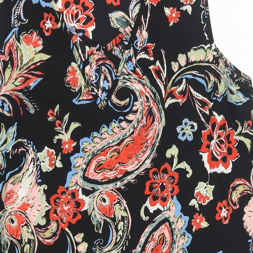 Dorothy Perkins Womens Black Paisley Polyester Camisole Blouse Size 12 Boat Neck - Crossover Back