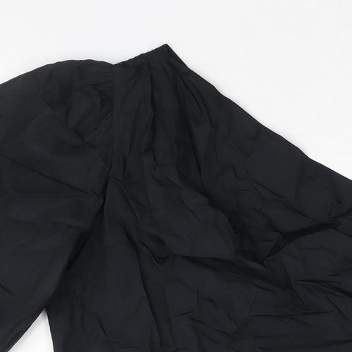 Marks and Spencer Womens Black Cotton Basic Blouse Size 16 One Shoulder - Rouched