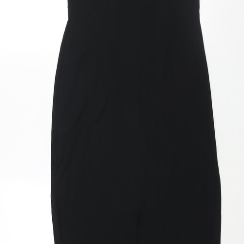 J. Taylor Womens Black Acetate Maxi Size 14 Scoop Neck Pullover - Side Slit