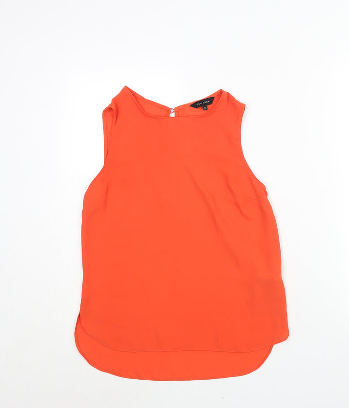New Look Womens Red Polyester Camisole Blouse Size 8 Round Neck