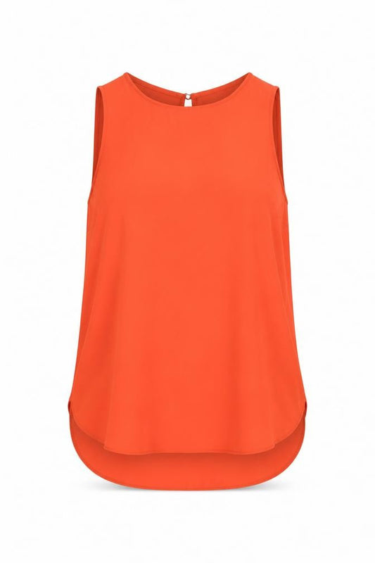 Front view of New Look women’s red polyester camisole blouse, size UK 8, round neck