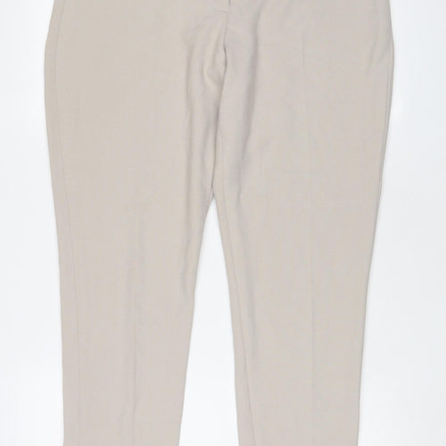 Hobbs Womens Beige Viscose Trousers Size 14 L29 in Regular Hook & Eye