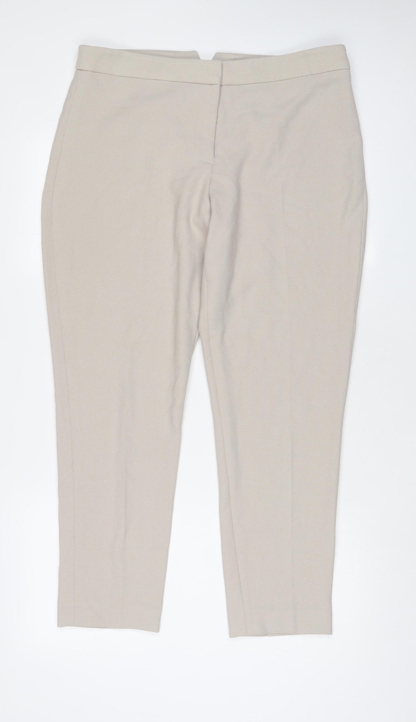 Hobbs Womens Beige Viscose Trousers Size 14 L29 in Regular Hook & Eye