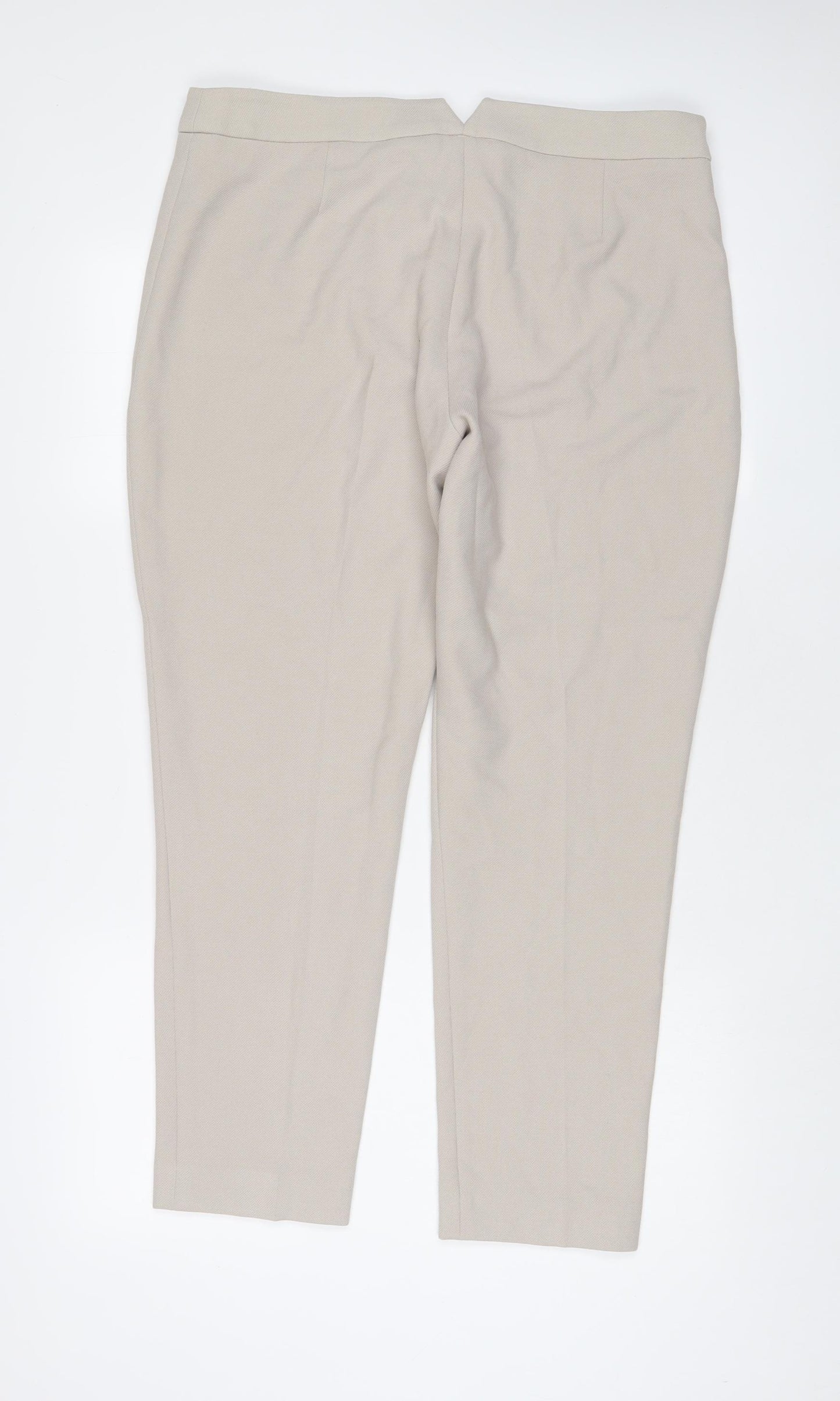 Hobbs Womens Beige Viscose Trousers Size 14 L29 in Regular Hook & Eye