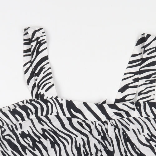 Marks and Spencer Womens White Animal Print Cotton Basic T-Shirt Size 14 Square Neck