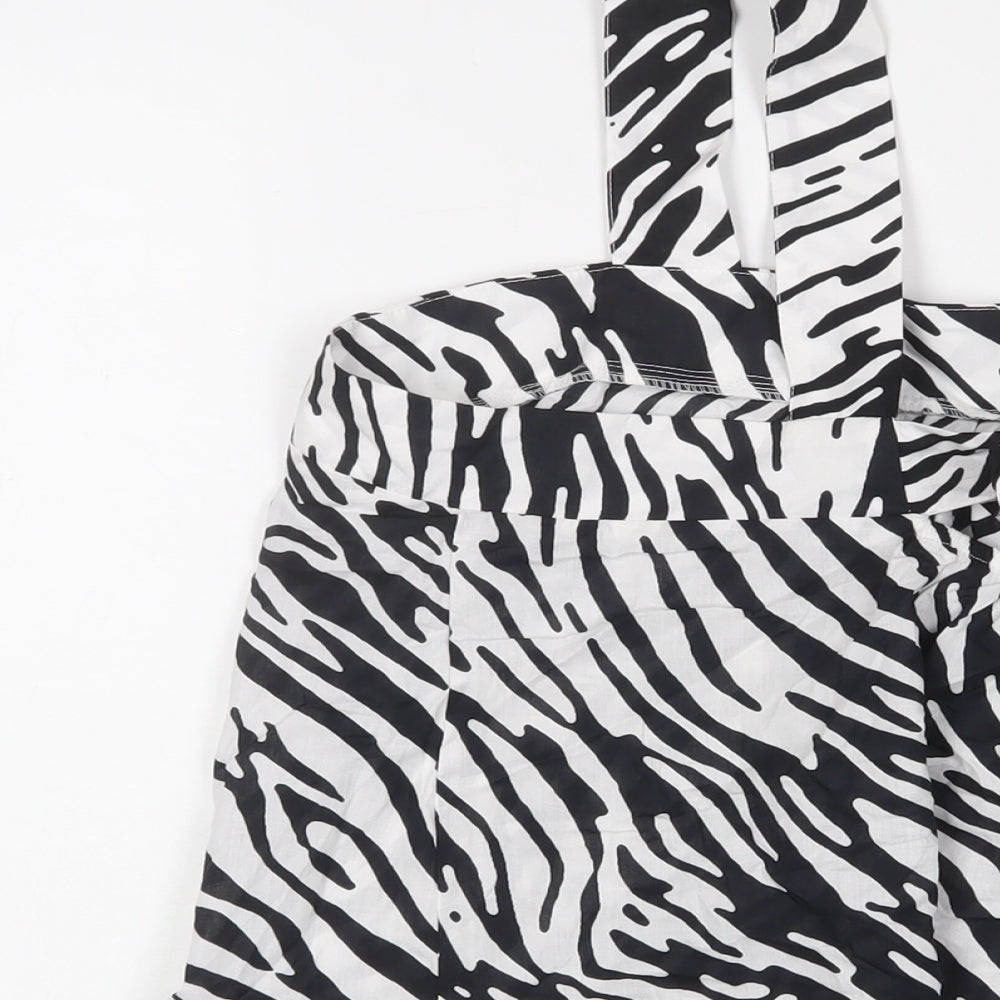 Marks and Spencer Womens White Animal Print Cotton Basic T-Shirt Size 14 Square Neck