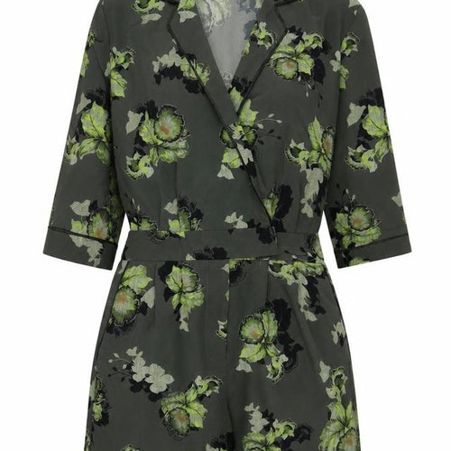Topshop Womens Green Flecked Polyester Playsuit One-Piece Size 10 L3 in Zip