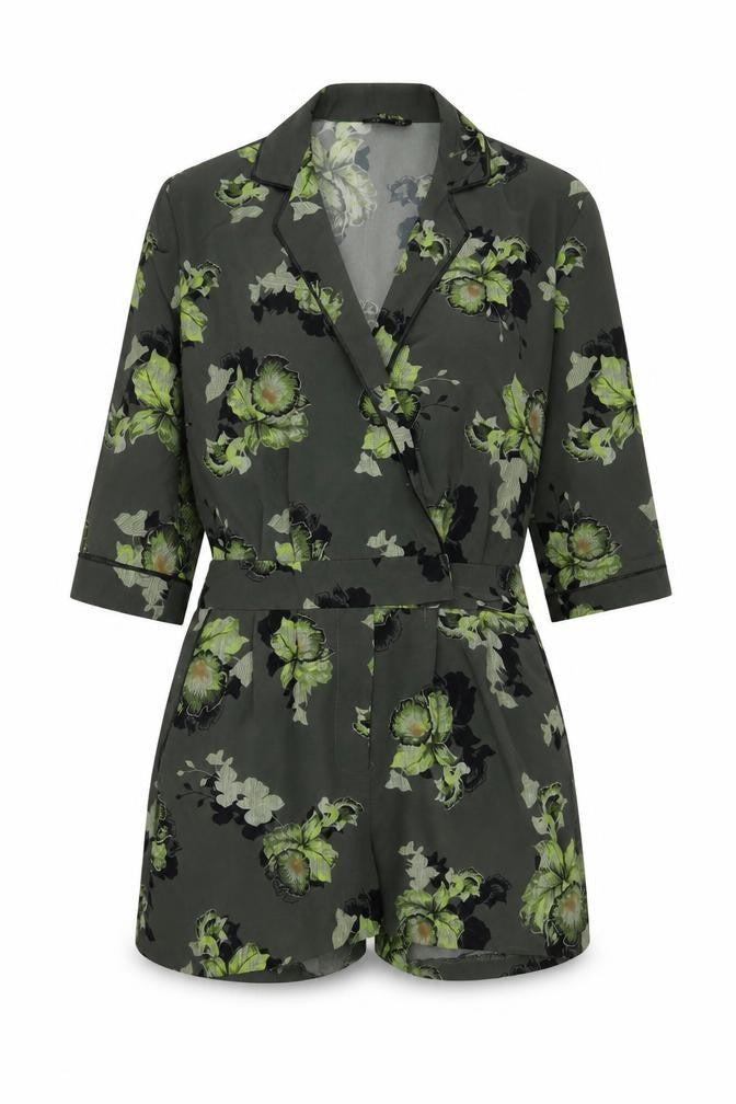 Topshop Womens Green Flecked Polyester Playsuit One-Piece Size 10 L3 in Zip