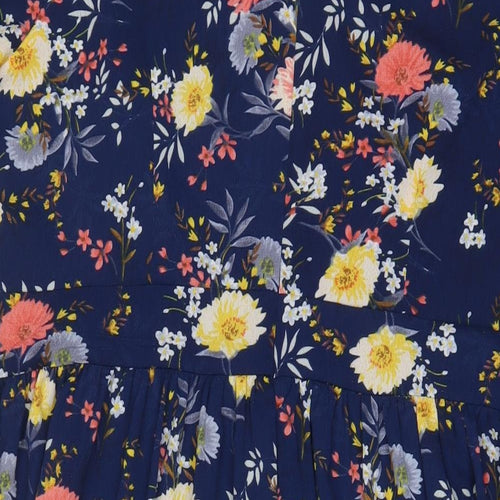 Lovedrobe Womens Blue Floral Polyester A-Line Size 18 Boat Neck Zip