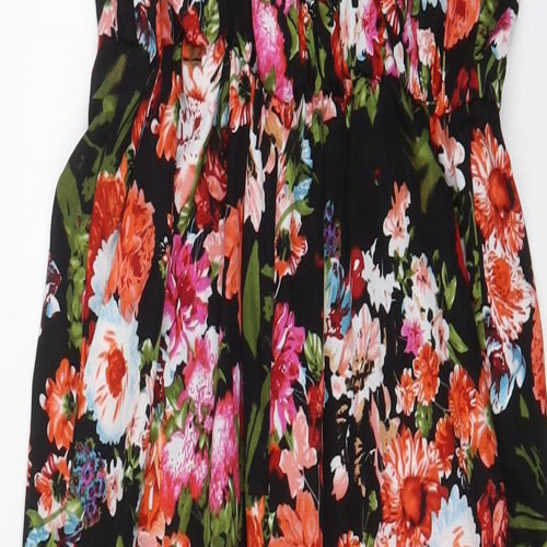 PARISIAN SIGNATURE Womens Multicoloured Floral Polyester Jumpsuit One-Piece Size 10 L29 in Button