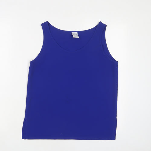 Country Casuals Womens Blue Polyester Basic Tank Size S Scoop Neck