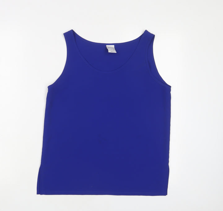 Country Casuals Womens Blue Polyester Basic Tank Size S Scoop Neck