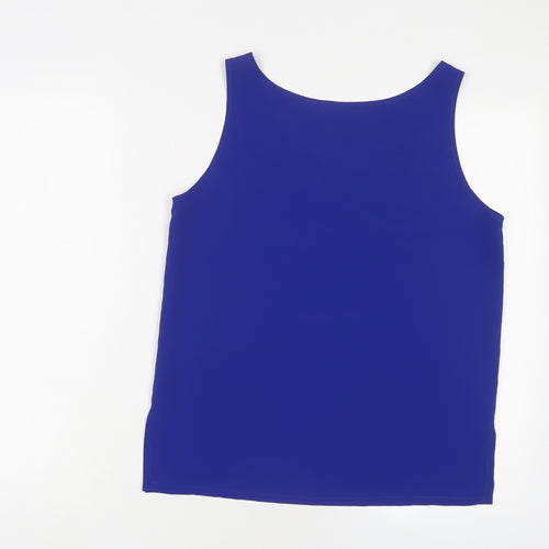 Country Casuals Womens Blue Polyester Basic Tank Size S Scoop Neck
