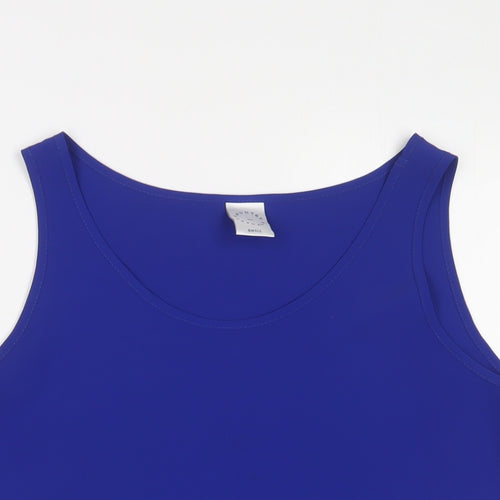 Country Casuals Womens Blue Polyester Basic Tank Size S Scoop Neck