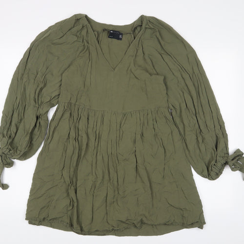 ASOS Womens Green Viscose A-Line Size 10 V-Neck Pullover