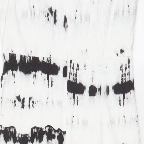 Copenhagen Womens White Geometric Cotton Shift Size 10 Boat Neck Zip