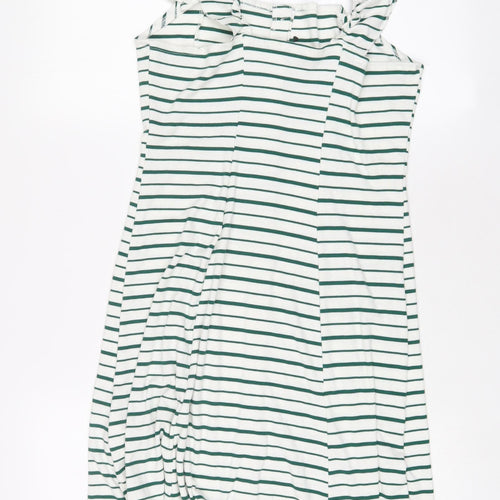 DF Young Womens White Striped Viscose A-Line Size XL Scoop Neck Button