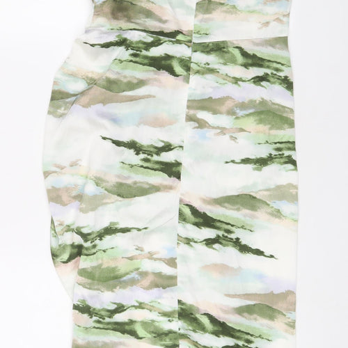 Quiz Womens Green Geometric Polyester A-Line Size 10 Square Neck Zip
