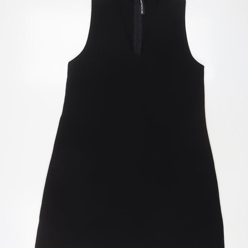 PRETTYLITTLETHING Womens Black Polyester A-Line Size 4 Halter Zip
