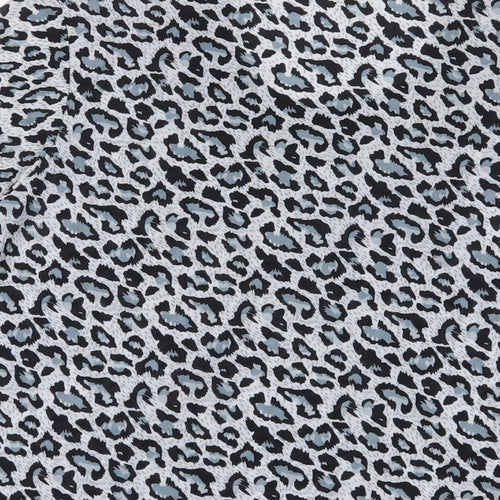 Kin Da Womens Blue Animal Print Polyester Basic T-Shirt Size 2XL Crew Neck - Studded