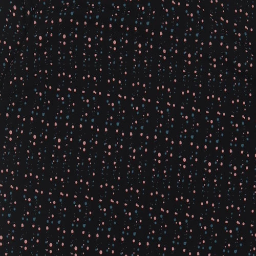 JDY Womens Black Geometric Polyester A-Line Size 12 Round Neck Button