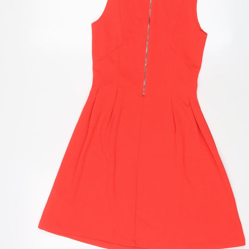 Pimkie Womens Red Polyester A-Line Size S Crew Neck Zip