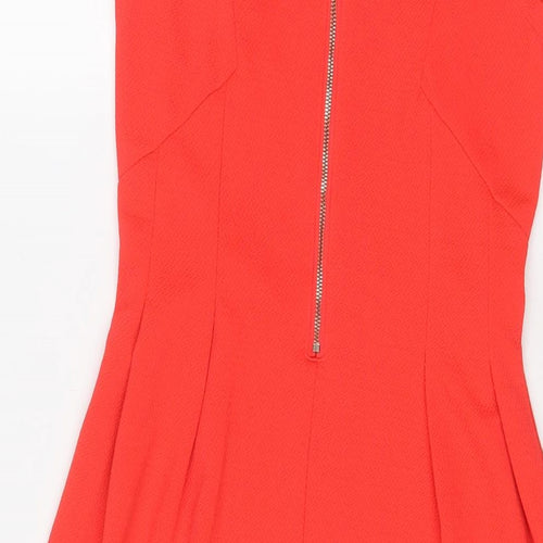 Pimkie Womens Red Polyester A-Line Size S Crew Neck Zip