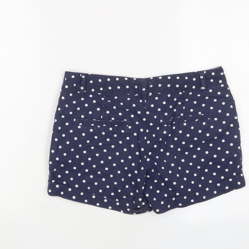 F&F Womens Blue Polka Dot Cotton Basic Shorts Size 10 L3 in Regular Zip