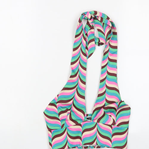 Zara Womens Multicoloured Geometric Polyester Cropped Tank Size S Halter