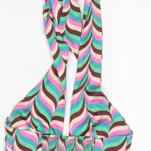 Zara Womens Multicoloured Geometric Polyester Cropped Tank Size S Halter